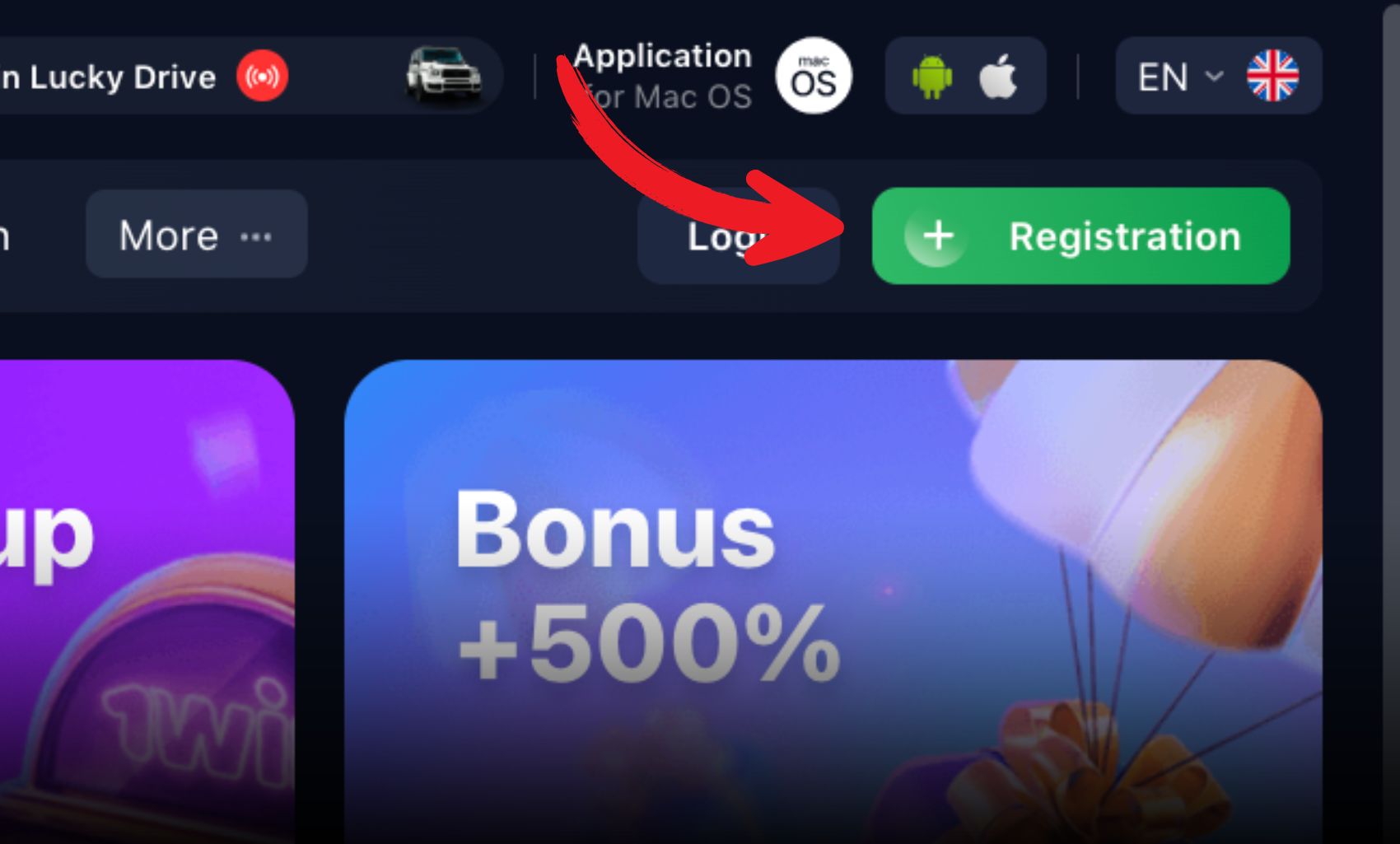 1win Armenia registration button